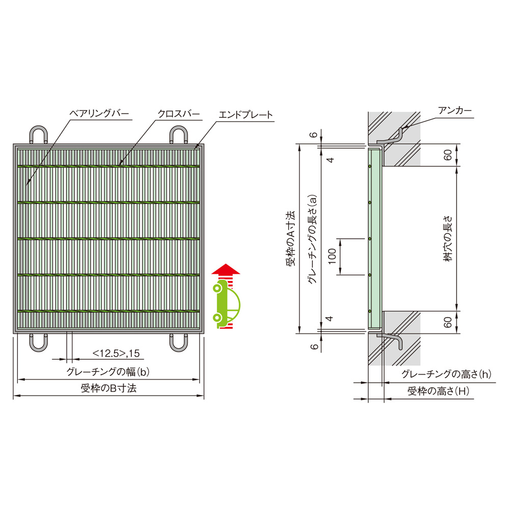 落し込み式細目正方形桝用スチールグレーチング CHBF | 株式会社中部