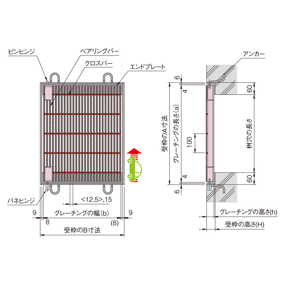 110°開閉式桝用細目スチールグレーチング CXHM | 株式会社中部